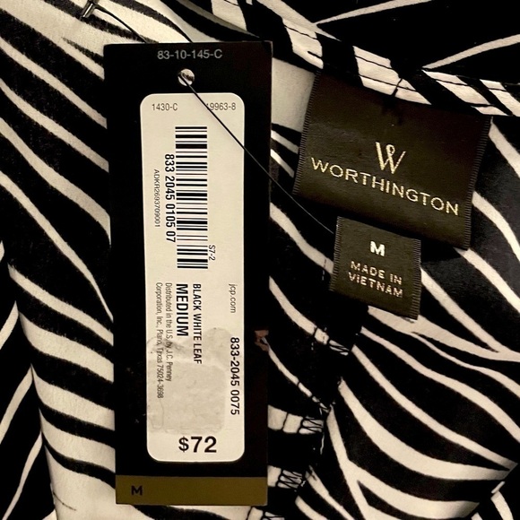 🆕 Worthington - Black and white leaf print dress NWT Medium - Picture 6 of 7